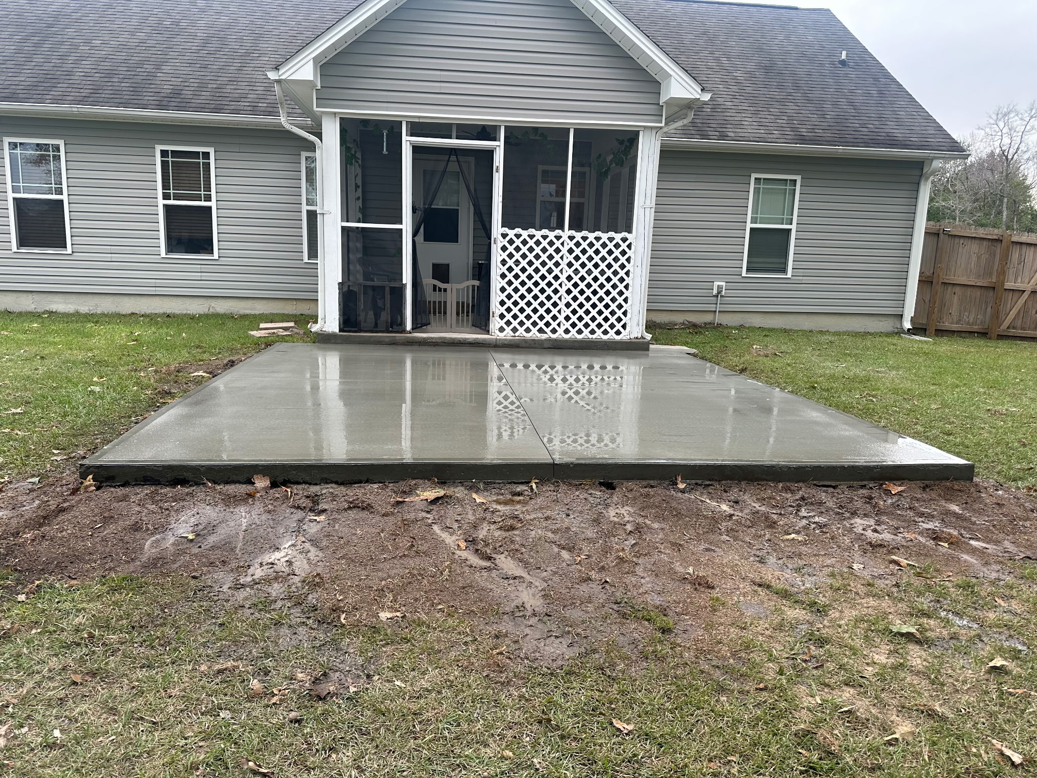 Concrete foundation pouring for new construction